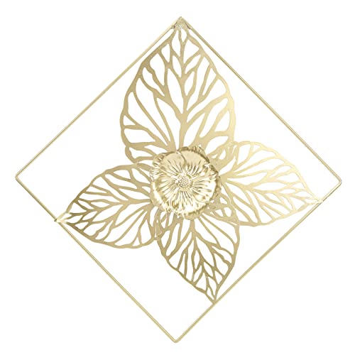 Wandkunst, goldene Blätter, Metall, nordischer Stil, Eisen, quadratische Blätter, Wandskulpturen, Blatt, hängende Ornamente für Wohnzimmer, Schlafzimmer (#1) von SLCHJX