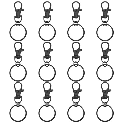 12 Stück Hummer-Schlüsselanhänger, Schlüsselanhänger-Clip, Hummer-Metall-Schlüsselanhänger, Karabinerhaken-Schlüsselanhänger, Diy-Zubehör Schmuck (Schwarz) von SLEEKEE