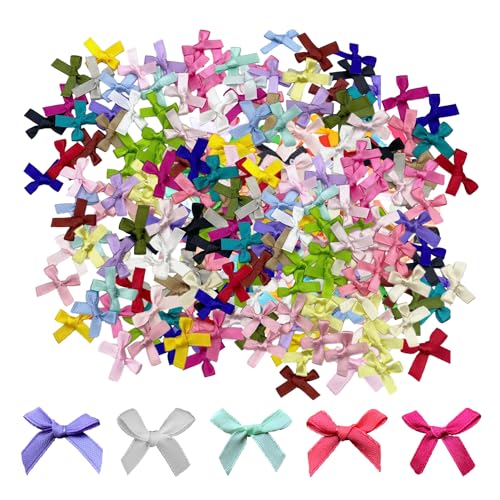 200 Stück Schleifen, Mini-Schleifen, 4,4 cm Schleifen, bunte doppelseitige Mini-Schleifen, Knoten zum Nähen, Basteln, Geschenke, Hochzeitsdekorationsschleifen 200 Stück Schleifen, Mini-Schleifen, 4,4 cm Schleifen, bunte doppelseitige Mini-Schleifen, Knoten zum Nähen, Basteln, Geschenke, Hochzeitsdekorationsschleifen von SLEEKEE