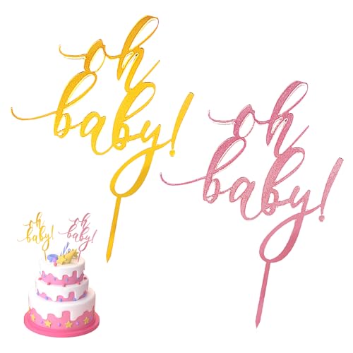 2er-Pack Baby-Taufkuchendekorationen, Acryleinsätze, Kucheneinsätze, Kuchenaufsatz-Flaggen, geeignet für Partys, Geschenkpartys, Jubiläen (Gold, Roségold) von SLEEKEE