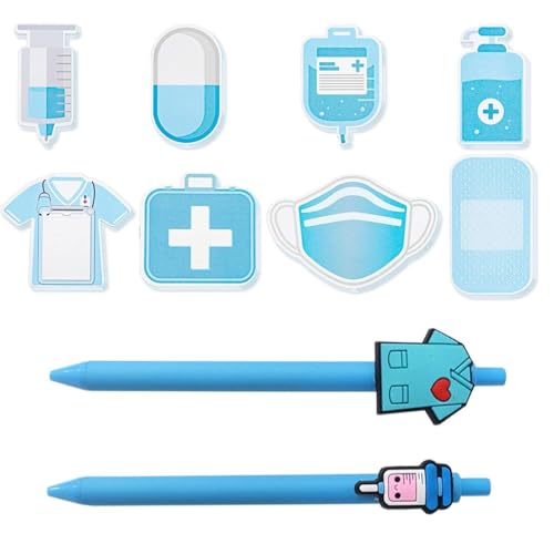 8Er-Pack Krankenschwester-Notizen, 2 Krankenschwester-Gelstifte, Lustige Selbstklebende Notizen, Kreative Haftnotizen, Personalisierte Büromaterialien, Lustige Geschenke Für Freunde Und Kollegen von SLEEKEE