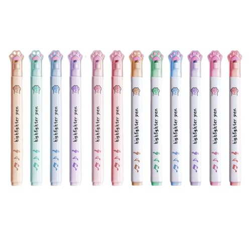 12 Stück Textmarker Mit Katzenpfoten-Elementen, Niedliche Cartoon-Textmarker, Kreative Marker, Lern- Und Bürobedarf 12 Stück Textmarker Mit Katzenpfoten-Elementen, Niedliche Cartoon-Textmarker, Kreative Marker, Lern- Und Bürobedarf von SLEEKEE