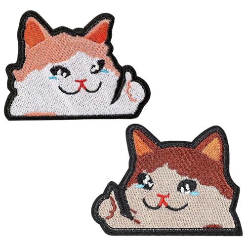 SLEEKEE 2 Stück Katzen-Stickaufnäher, Kleidungsdekorationsaufnäher, Kleidungsreparaturmaterialien, Niedliche Cartoon-Aufnäher, Nähzubehör SLEEKEE 2 Stück Katzen-Stickaufnäher, Kleidungsdekorationsaufnäher, Kleidungsreparaturmaterialien, Niedliche Cartoon-Aufnäher, Nähzubehör von SLEEKEE