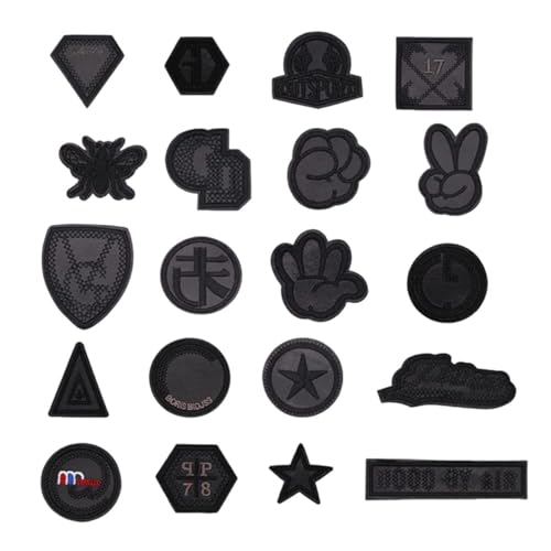SLEEKEE 20 Stück Schwarze Erflicken, Modische Einfache Flicken, Bestickte Stoffflicken, Dekorative Flicken Für Kleidung, Nähzubehör SLEEKEE 20 Stück Schwarze Erflicken, Modische Einfache Flicken, Bestickte Stoffflicken, Dekorative Flicken Für Kleidung, Nähzubehör von SLEEKEE