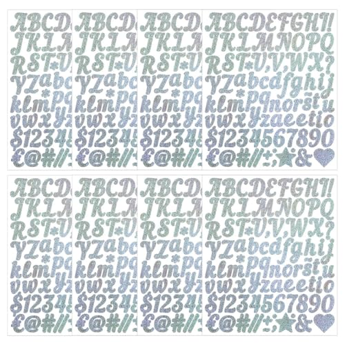 SLEEKEE 8 Blatt Glitzernde Alphanumerische Aufkleber, 1 Zoll Handgeschriebene Buchstabenaufkleber, Selbstklebende Wasserfeste Aufkleber, DIY Dekorative Aufkleber, Geschenkgrußkartenaufkleber SLEEKEE 8 Blatt Glitzernde Alphanumerische Aufkleber, 1 Zoll Handgeschriebene Buchstabenaufkleber, Selbstklebende Wasserfeste Aufkleber, DIY Dekorative Aufkleber, Geschenkgrußkartenaufkleber von SLEEKEE