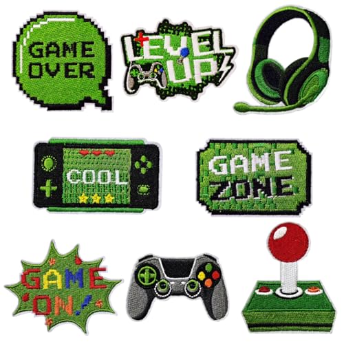 SLEEKEE 8 Stück Patches Zum Thema Spiel, Kreative Styling-Patches, Stick-Patches, Kleidungsdekorations-Patches von SLEEKEE