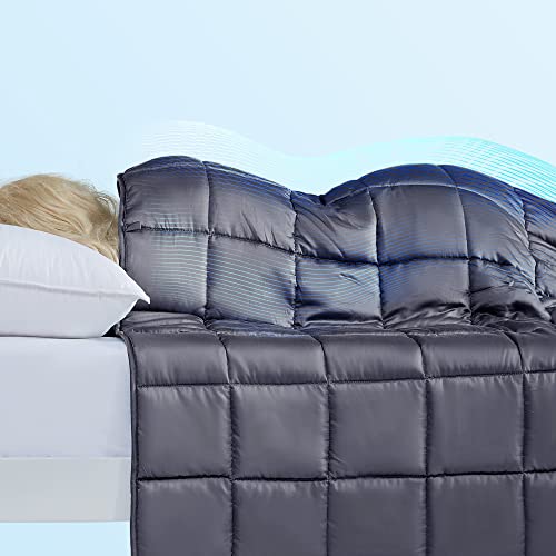 SLEEP ZONE Gewichtsdecke 9 kg Queen schwere Decke für Erwachsene, wendbar, kühlend, Bambus-Viskose-Material und 100% Baumwolle mit Premium-Glasperlen (grau + grau, 60 x 80) von SLEEP ZONE