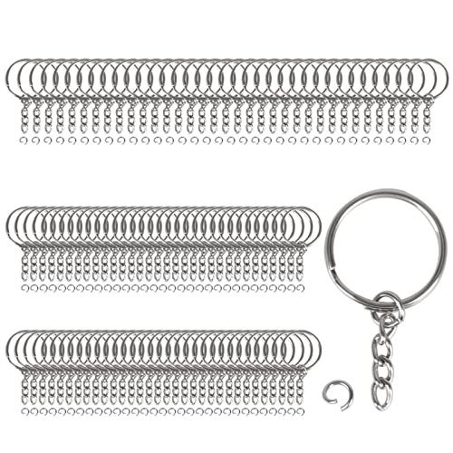 SLFYEE 100 Stücke Schlüsselanhänger Ring 25mm Schlüsselring mit Kette Schlüsselring Zubehör Schlüssel Kette für Schlüssel Handwerk DIY Schmuckherstellung von SLFYEE