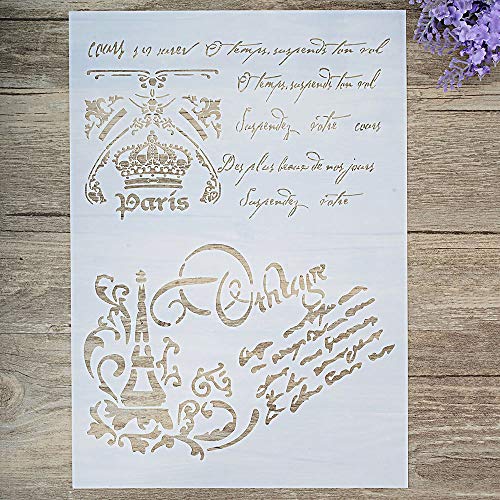 DIY dekorative französische Schrift Schablone für Malerei auf Wänden, Möbel Handwerk (A4 Größe) von SLGIFT
