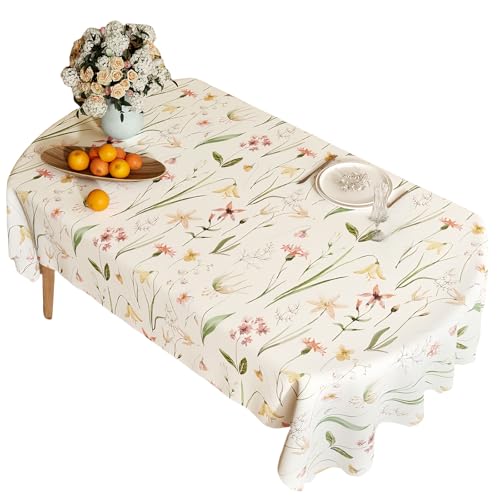 SLHEQING Tischdecke Abwaschbar, Tischdecke Outdoor, Rechteckig Gartentischdecke, Rund Wachstuchtischdecke für Wohnzimmer, Esszimmer, Party, Hochzeit, Garten (Blumen, 120 x 160 cm) von SLHEQING