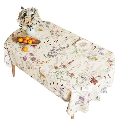 SLHEQING Tischdecke Abwaschbar, Tischdecke Outdoor, Rechteckig Gartentischdecke, Rund Wachstuchtischdecke für Wohnzimmer, Esszimmer, Party, Hochzeit, Garten (Gräser, 120 x 160 cm) von SLHEQING