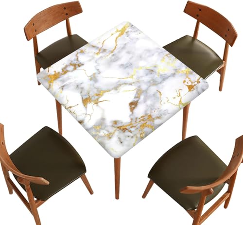 Quadratische Marmor-Tischdecken aus Polyester, mit elastischem Rand, Heimdekoration, flecken- und knitterfrei, für Wohnzimmer, Küche, passend für quadratische Tische mit den Maßen 91,4 x 91,4 cm von SLLART