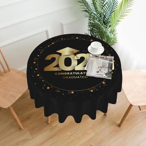 SLNFDKND 2025 Seniorenklasse 2025 Abschluss-Tischdecke, rund, waschbar, Feiertagstischdecke, dekorativ für Küche, Dinner-Party, Einheitsgröße von SLNFDKND