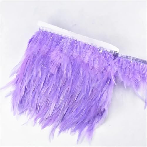 Federbesatz mit Fransen, 2 Meter, Federn, Quaste, Fransenbesatz, Kleiderband, Federdekoration, Nähbesatz, Handarbeitsdekor (schwarz)(Light Purple 2) von SLSKO