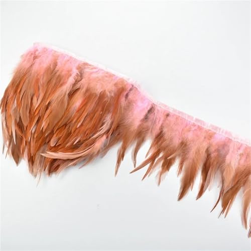 Federbesatz mit Fransen, 2 Meter, Federn, Quaste, Fransenbesatz, Kleiderband, Federdekoration, Nähbesatz, Handarbeitsdekor (schwarz)(Pink 1) von SLSKO