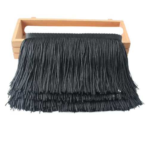 Fransenquastenbesatz, 1 Yard/Set, Fransen-Spitzenquastenbesatz, 10 cm, DIY-Dekoration, Kleid, Bühnenauftritt, Spitzenband, Fransenbesatz, Quastenspitze (rot)(Black) von SLSKO
