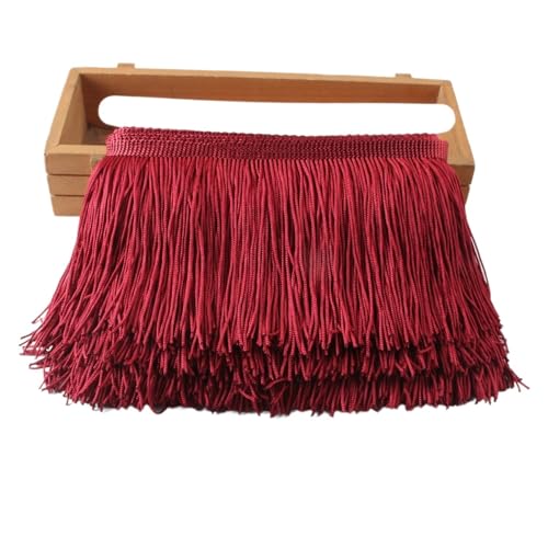 Fransenquastenbesatz, 1 Yard/Set, Fransen-Spitzenquastenbesatz, 10 cm, DIY-Dekoration, Kleid, Bühnenauftritt, Spitzenband, Fransenbesatz, Quastenspitze (rot)(Brown) von SLSKO