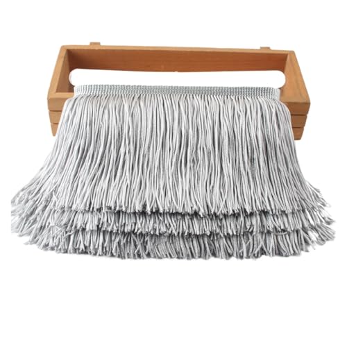 Fransenquastenbesatz, 1 Yard/Set, Fransen-Spitzenquastenbesatz, 10 cm, DIY-Dekoration, Kleid, Bühnenauftritt, Spitzenband, Fransenbesatz, Quastenspitze (rot)(Gray) von SLSKO