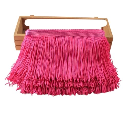 Fransenquastenbesatz, 1 Yard/Set, Fransen-Spitzenquastenbesatz, 10 cm, DIY-Dekoration, Kleid, Bühnenauftritt, Spitzenband, Fransenbesatz, Quastenspitze (rot)(Rose) von SLSKO