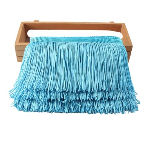 Fransenquastenbesatz, 1 Yard/Set, Fransen-Spitzenquastenbesatz, 10 cm, DIY-Dekoration, Kleid, Bühnenauftritt, Spitzenband, Fransenbesatz, Quastenspitze (rot)(Sky Blue) von SLSKO