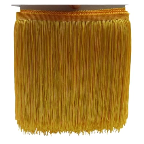 Fransenquastenbesatz, 1 Yard 20 cm lang, Polyester-Quastenfransen-Spitzenbesatzband for Nähen von lateinamerikanischen Kleidern, Bühnenkleidung, Vorhangzubehör, Fransenbesatz, Quastenspitze (rot)(Gold von SLSKO