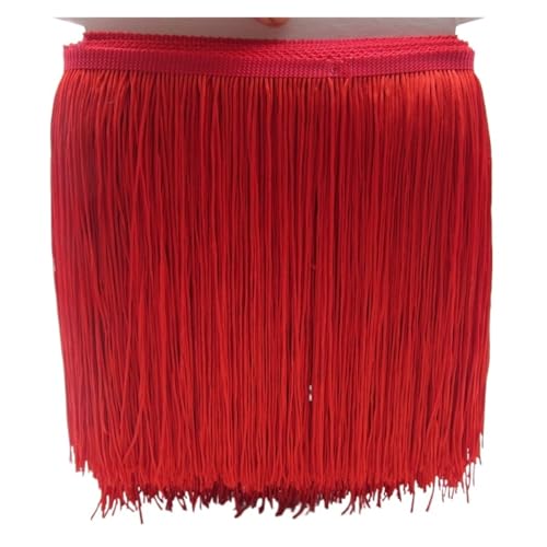 Fransenquastenbesatz, 1 Yard 20 cm lang, Polyester-Quastenfransen-Spitzenbesatzband for Nähen von lateinamerikanischen Kleidern, Bühnenkleidung, Vorhangzubehör, Fransenbesatz, Quastenspitze (rot)(Red) Fransenquastenbesatz, 1 Yard 20 cm lang, Polyester-Quastenfransen-Spitzenbesatzband for Nähen von lateinamerikanischen Kleidern, Bühnenkleidung, Vorhangzubehör, Fransenbesatz, Quastenspitze (rot)(Red) von SLSKO