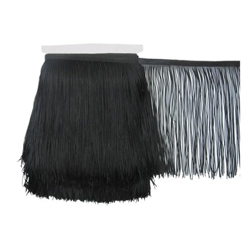 Fransenquastenbesatz, 1 Yard 20 cm lang, Polyester-Quastenfransen-Spitzenbesatzband for Nähen von lateinamerikanischen Kleidern, Bühnenkleidung, Vorhangzubehör, Fransenbesatz, Quastenspitze (rot)(Blac Fransenquastenbesatz, 1 Yard 20 cm lang, Polyester-Quastenfransen-Spitzenbesatzband for Nähen von lateinamerikanischen Kleidern, Bühnenkleidung, Vorhangzubehör, Fransenbesatz, Quastenspitze (rot)(Blac von SLSKO