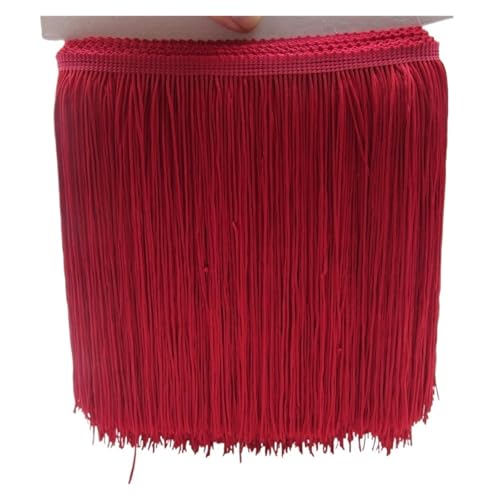 Fransenquastenbesatz, 1 Yard 20 cm lang, Polyester-Quastenfransen-Spitzenbesatzband for Nähen von lateinamerikanischen Kleidern, Bühnenkleidung, Vorhangzubehör, Fransenbesatz, Quastenspitze (rot)(Juju Fransenquastenbesatz, 1 Yard 20 cm lang, Polyester-Quastenfransen-Spitzenbesatzband for Nähen von lateinamerikanischen Kleidern, Bühnenkleidung, Vorhangzubehör, Fransenbesatz, Quastenspitze (rot)(Juju von SLSKO
