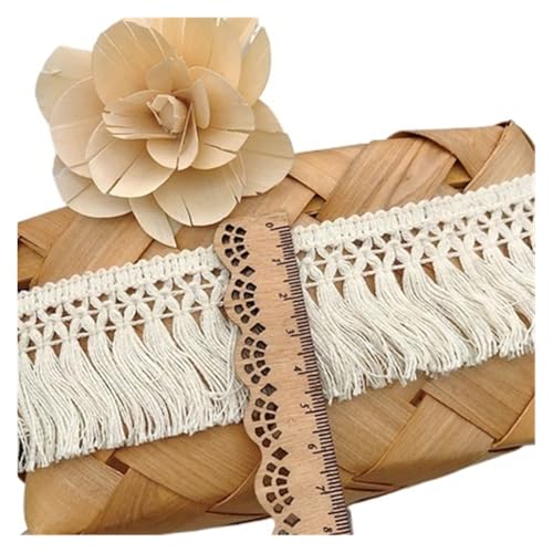 Fransenquastenbesatz, 10 Yards/Set, Beige, DIY, 6 cm/8 cm, Quaste, Fransen, Baumwollspitzenbesatz, Band, lateinamerikanisches Kleid, Bühnenkleidung, Vorhang, Nähzubehör, Fransenbesatz, Quastenspitze ( von SLSKO