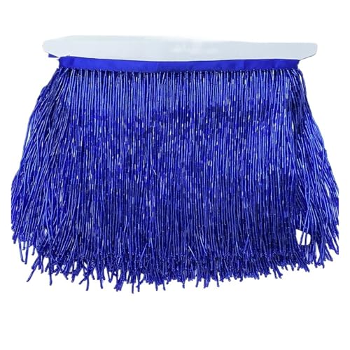 Fransenquastenbesatz, 15 cm breite Fransenperlenquaste, Quastenbesatzspitze for DIY-Zubehör, Heimtextilien, Tanzband, Fransenbesatz, Quastenspitze (rot, 2 Yards)(Blue,2yards) von SLSKO