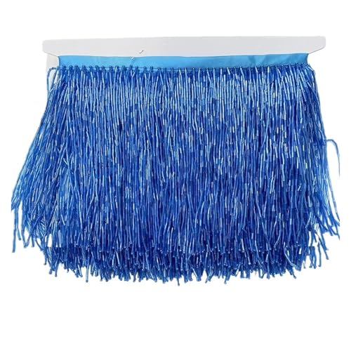 Fransenquastenbesatz, 15 cm breite Fransenperlenquaste, Quastenbesatzspitze for DIY-Zubehör, Heimtextilien, Tanzband, Fransenbesatz, Quastenspitze (rot, 2 Yards)(Lake Blue,5yards) von SLSKO