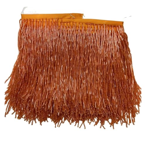 Fransenquastenbesatz, 15 cm breite Fransenperlenquaste, Quastenbesatzspitze for DIY-Zubehör, Heimtextilien, Tanzband, Fransenbesatz, Quastenspitze (rot, 2 Yards)(Orange,5yards) von SLSKO