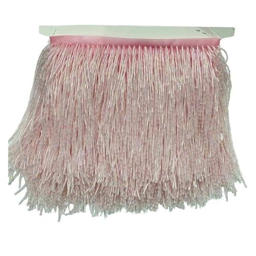 Fransenquastenbesatz, 15 cm breite Fransenperlenquaste, Quastenbesatzspitze for DIY-Zubehör, Heimtextilien, Tanzband, Fransenbesatz, Quastenspitze (rot, 2 Yards)(Pink,5yards) von SLSKO