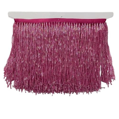 Fransenquastenbesatz, 15 cm breite Fransenperlenquaste, Quastenbesatzspitze for DIY-Zubehör, Heimtextilien, Tanzband, Fransenbesatz, Quastenspitze (rot, 2 Yards)(Rose,5yards) von SLSKO
