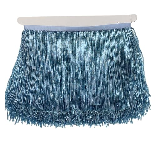 Fransenquastenbesatz, 15 cm breite Fransenperlenquaste, Quastenbesatzspitze for DIY-Zubehör, Heimtextilien, Tanzband, Fransenbesatz, Quastenspitze (rot, 2 Yards)(Sky Blue,5yards) von SLSKO