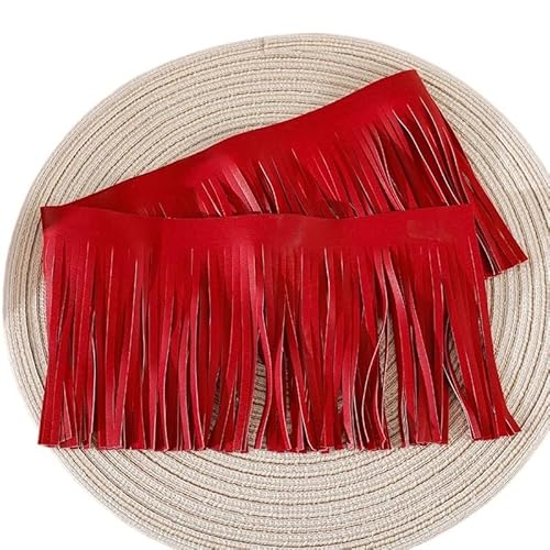 Fransenquastenbesatz, 2 Meter, 10–30 cm x 3 mm, Leder-Wildleder-Quastenfransen-Spitzenband for Handtaschen, Kleidung, Kleider, Dekor, DIY-Nähzubehör, Fransenbesatz, Quastenspitze (TF207-Rot, 3 mm x 20 Fransenquastenbesatz, 2 Meter, 10–30 cm x 3 mm, Leder-Wildleder-Quastenfransen-Spitzenband for Handtaschen, Kleidung, Kleider, Dekor, DIY-Nähzubehör, Fransenbesatz, Quastenspitze (TF207-Rot, 3 mm x 20 von SLSKO