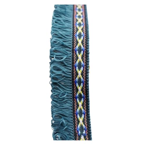 Fransenquastenbesatz, 2 Yards, Quastenfransenbesatz, Nähzubehör, Bänder, Spitzenquasten, Stoffbesatz for DIY-Nähkleidung, handgefertigte Accessoires, Fransenbesatz, Quastenspitze (rot)(Blackish Green) von SLSKO