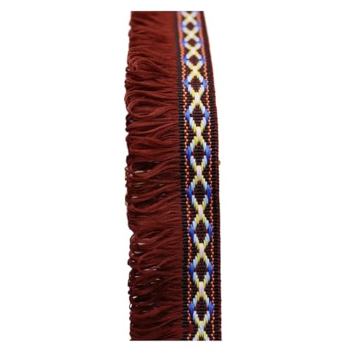 Fransenquastenbesatz, 2 Yards, Quastenfransenbesatz, Nähzubehör, Bänder, Spitzenquasten, Stoffbesatz for DIY-Nähkleidung, handgefertigte Accessoires, Fransenbesatz, Quastenspitze (rot)(Coffee) von SLSKO