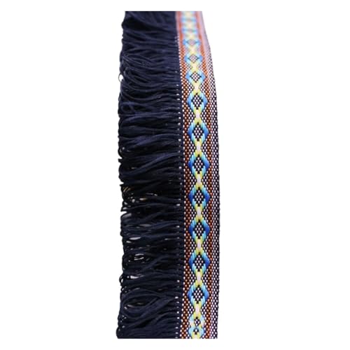 Fransenquastenbesatz, 2 Yards, Quastenfransenbesatz, Nähzubehör, Bänder, Spitzenquasten, Stoffbesatz for DIY-Nähkleidung, handgefertigte Accessoires, Fransenbesatz, Quastenspitze (rot)(Dark Blue) von SLSKO
