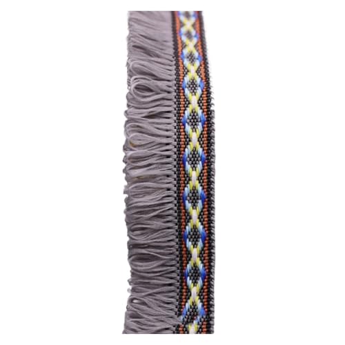Fransenquastenbesatz, 2 Yards, Quastenfransenbesatz, Nähzubehör, Bänder, Spitzenquasten, Stoffbesatz for DIY-Nähkleidung, handgefertigte Accessoires, Fransenbesatz, Quastenspitze (rot)(Gray) von SLSKO