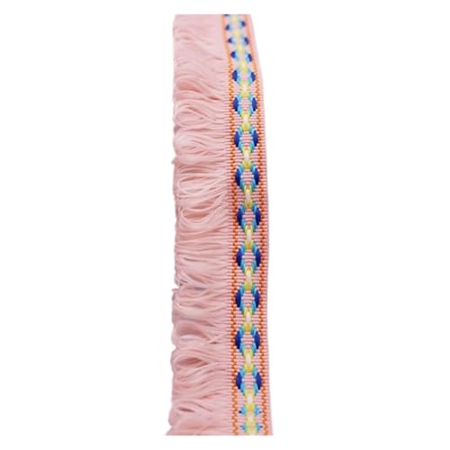 Fransenquastenbesatz, 2 Yards, Quastenfransenbesatz, Nähzubehör, Bänder, Spitzenquasten, Stoffbesatz for DIY-Nähkleidung, handgefertigte Accessoires, Fransenbesatz, Quastenspitze (rot)(Pink) von SLSKO