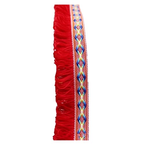 Fransenquastenbesatz, 2 Yards, Quastenfransenbesatz, Nähzubehör, Bänder, Spitzenquasten, Stoffbesatz for DIY-Nähkleidung, handgefertigte Accessoires, Fransenbesatz, Quastenspitze (rot)(Red) von SLSKO