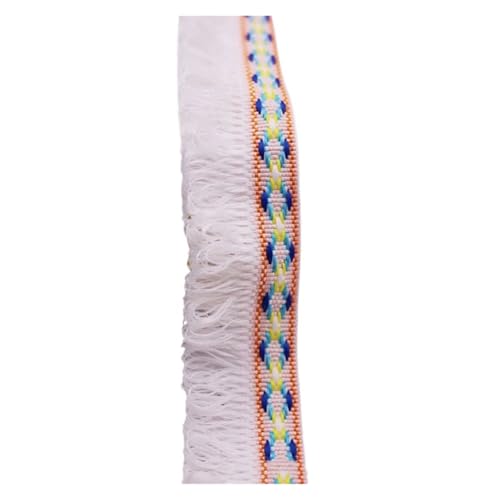 Fransenquastenbesatz, 2 Yards, Quastenfransenbesatz, Nähzubehör, Bänder, Spitzenquasten, Stoffbesatz for DIY-Nähkleidung, handgefertigte Accessoires, Fransenbesatz, Quastenspitze (rot)(White) von SLSKO