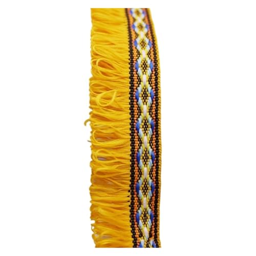 Fransenquastenbesatz, 2 Yards, Quastenfransenbesatz, Nähzubehör, Bänder, Spitzenquasten, Stoffbesatz for DIY-Nähkleidung, handgefertigte Accessoires, Fransenbesatz, Quastenspitze (rot)(Yellow) von SLSKO