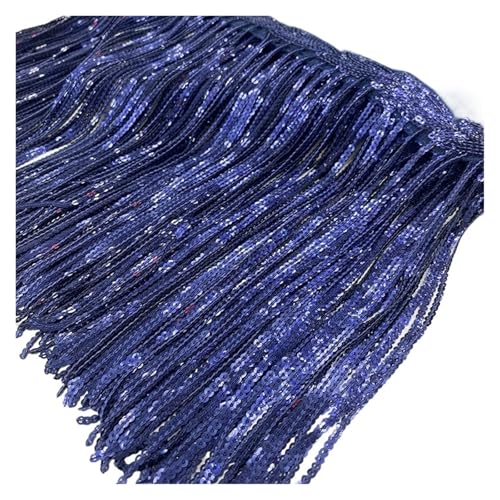 Fransenquastenbesatz, 2 Yards 20 cm Paillettenquaste Spitze Fransenbesatz Netzstoff DIY Performance Rock Hochzeitskleid Dekor Nähmaterial Fransenbesatz Quastenspitze (08)(Black 04) von SLSKO