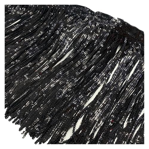 Fransenquastenbesatz, 2 Yards 20 cm Paillettenquaste Spitze Fransenbesatz Netzstoff DIY Performance Rock Hochzeitskleid Dekor Nähmaterial Fransenbesatz Quastenspitze (08)(Color10) von SLSKO