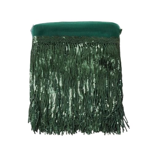 Fransenquastenbesatz, 30 cm Blatt-Paillettenfransenspitze, Quastenbesatz, Bühnen-Lateintanz-Perlenreihen, Kleid, Vorhangornamente, hängende Blumenfransenbesatz, Quastenspitze (rot, 4,5 m)(Blackish Gre von SLSKO