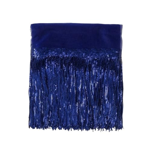 Fransenquastenbesatz, 30 cm Blatt-Paillettenfransenspitze, Quastenbesatz, Bühnen-Lateintanz-Perlenreihen, Kleid, Vorhangornamente, hängende Blumenfransenbesatz, Quastenspitze (rot, 4,5 m)(Blue,10 yard von SLSKO