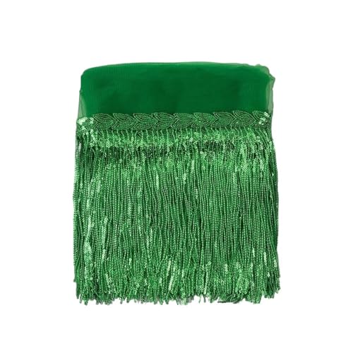 Fransenquastenbesatz, 30 cm Blatt-Paillettenfransenspitze, Quastenbesatz, Bühnen-Lateintanz-Perlenreihen, Kleid, Vorhangornamente, hängende Blumenfransenbesatz, Quastenspitze (rot, 4,5 m)(Green,10 yar von SLSKO