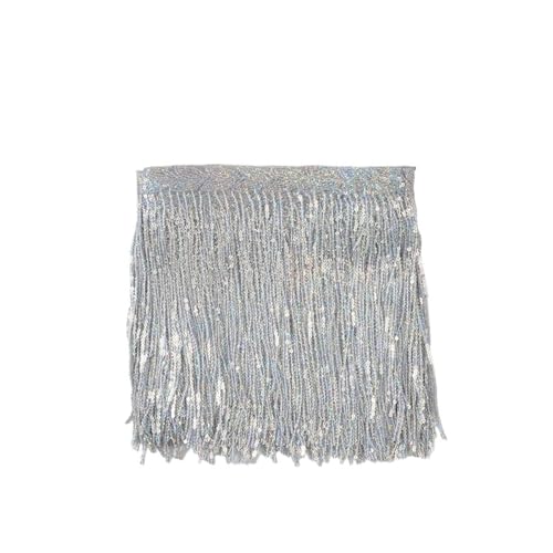 Fransenquastenbesatz, 30 cm Blatt-Paillettenfransenspitze, Quastenbesatz, Bühnen-Lateintanz-Perlenreihen, Kleid, Vorhangornamente, hängende Blumenfransenbesatz, Quastenspitze (rot, 4,5 m)(Silver,10 ya von SLSKO